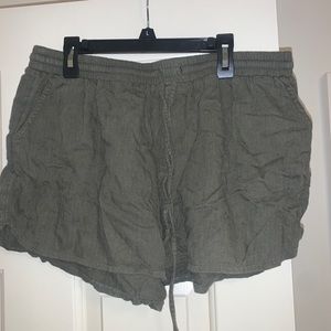Army Green Linen Shorts
